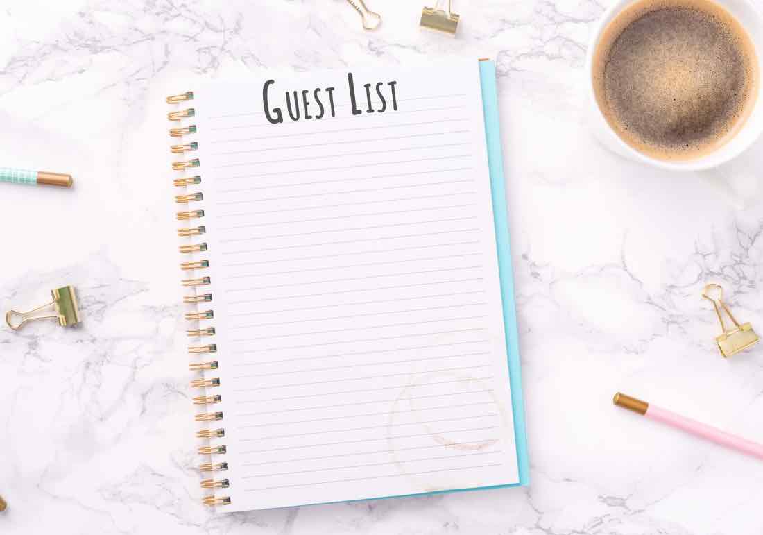 Picture of notebook with started guest list