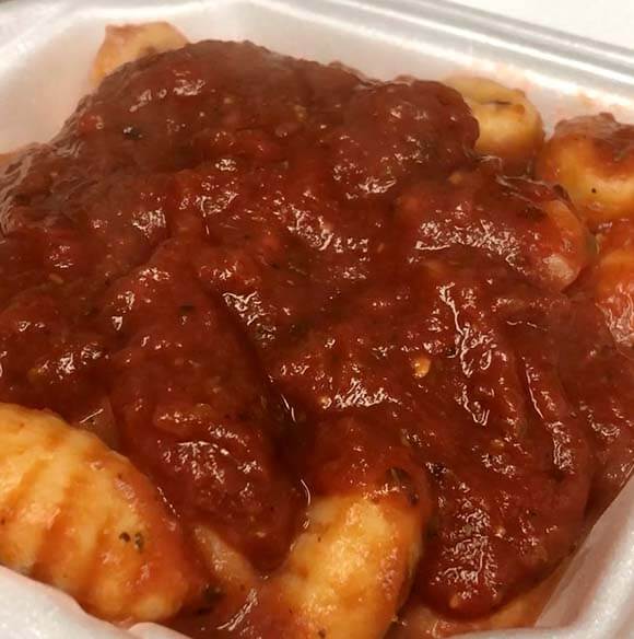 Metro Detroit's Best Food Trucks | Saucy Joe's Italian - Gnocchi-and-Red-Sauce-Detroit-Eastern-Market-Saucy-Joe's-Food_Truck