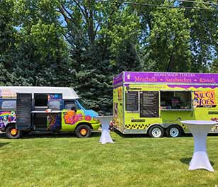 Saucy Joe's Italian Food and Gelato Trucks Parked at Party