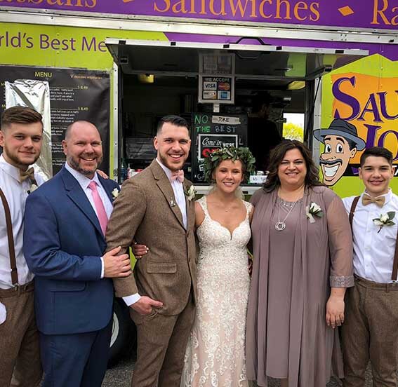 Wedding with Bride, Groom and Family at Saucy Joe's Food Truck
