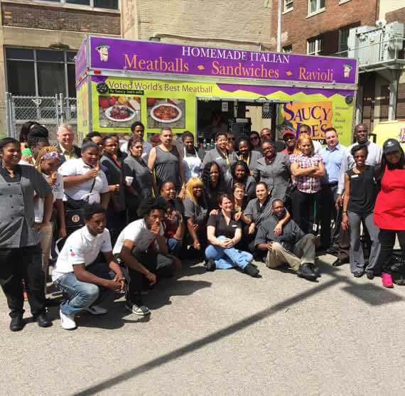Saucy Joe's food truck catering large company employee event
